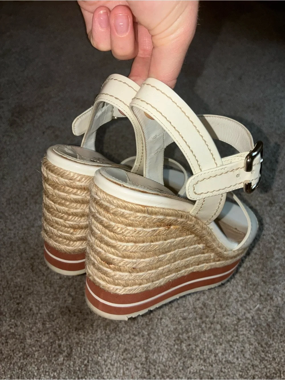 VINTAGE PRADA - Leather Espadrille Wedge  Heels, Perfect condition